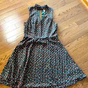 Xhilaration floral green lace dress mock neck flirty